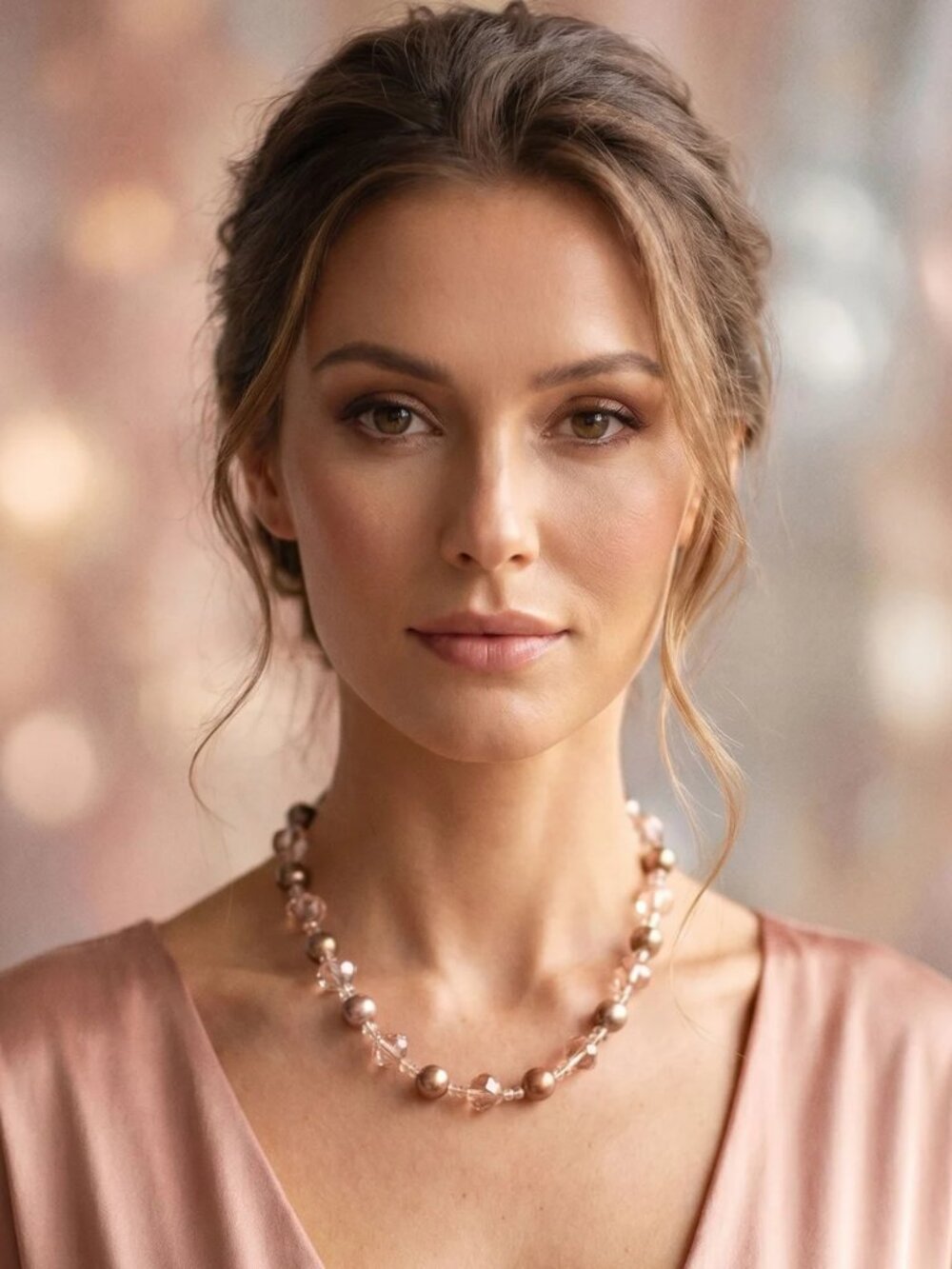 Freshwater Pearl Champagne Crystal Necklace